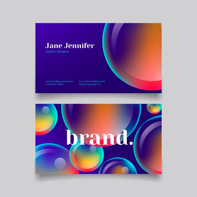 Gradient abstract horizontal double-sided business card template