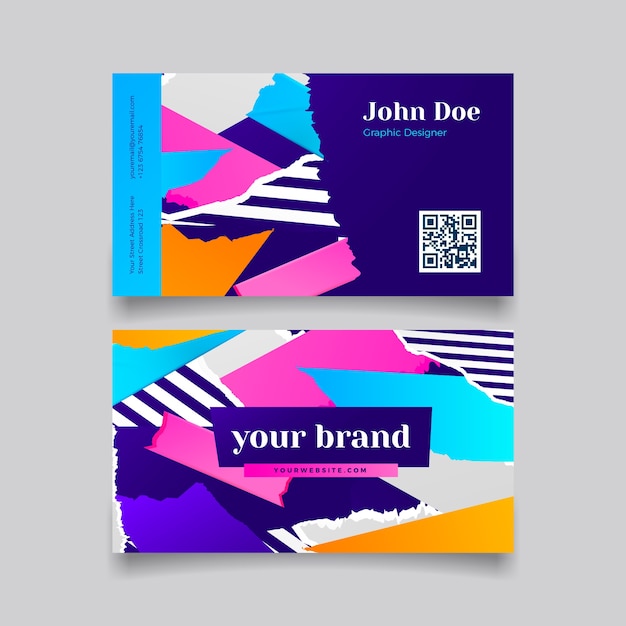 Gradient abstract horizontal double-sided business card template