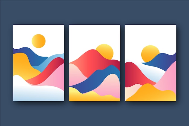 Gradient abstract landscape covers collection