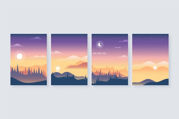 Free Vector gradient abstract landscape covers collection