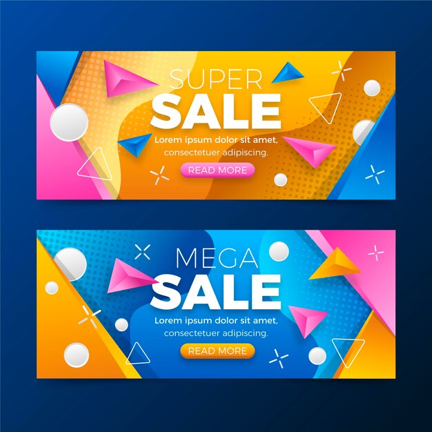 Gradient abstract sale banners set