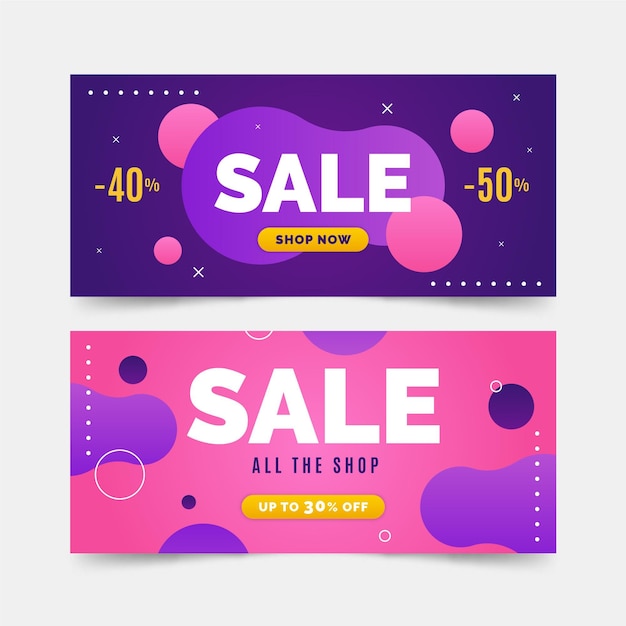 Gradient abstract sale banners set