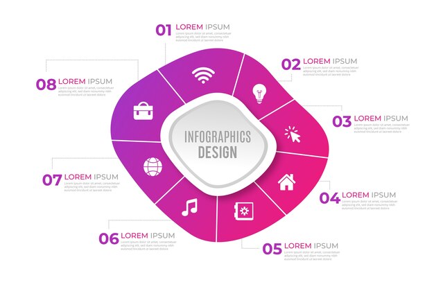 Gradient abstract shape infographic template