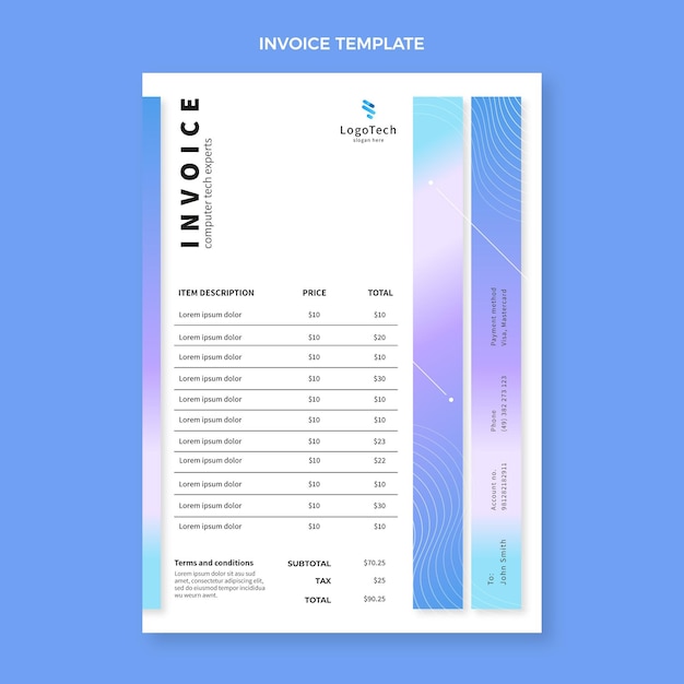 Gradient abstract technology invoice