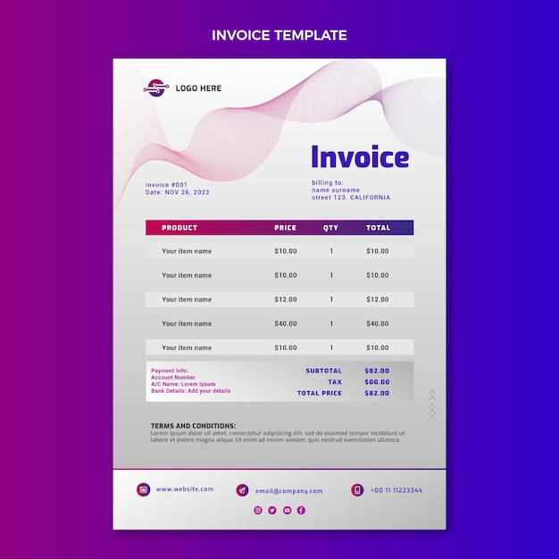 Gradient abstract technology invoice