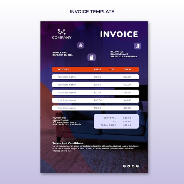 Gradient abstract technology invoice