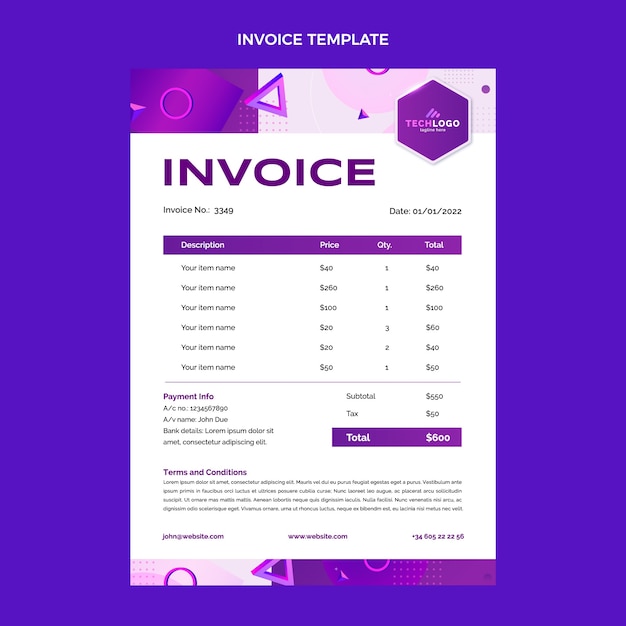 Gradient abstract technology invoice