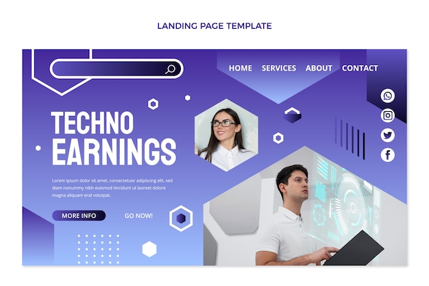 Gradient abstract technology landing page