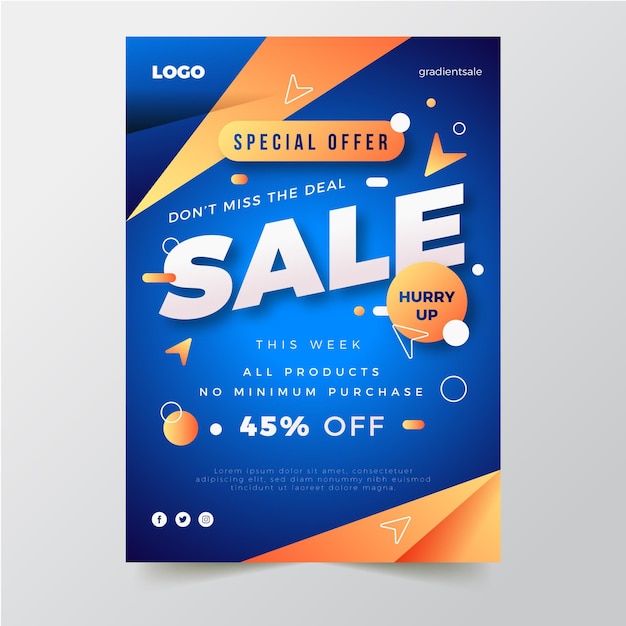 Gradient abstract vertical sale poster template