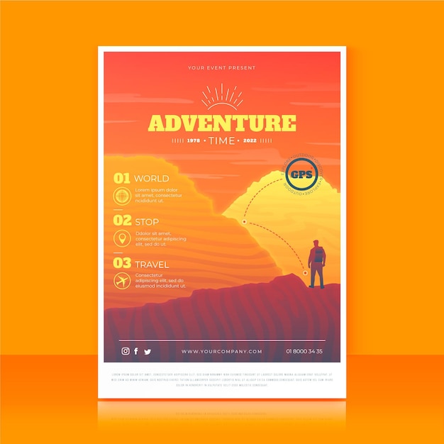 Free Vector gradient adventure flyer template