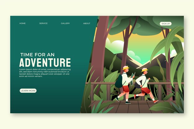 Gradient adventure landing page template