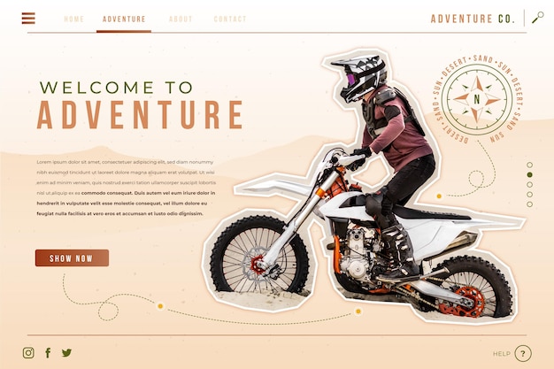 Gradient adventure landing page template