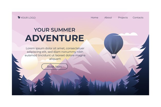 Gradient adventure landing page template