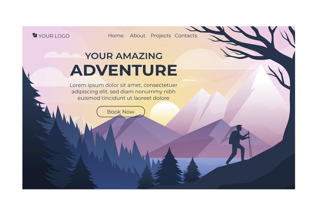 Gradient adventure landing page template