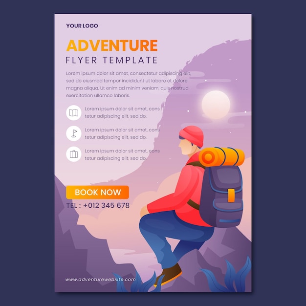 Gradient adventure vertical flyer template