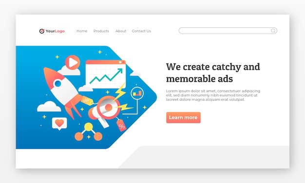Free vector gradient advertising agency landing page design