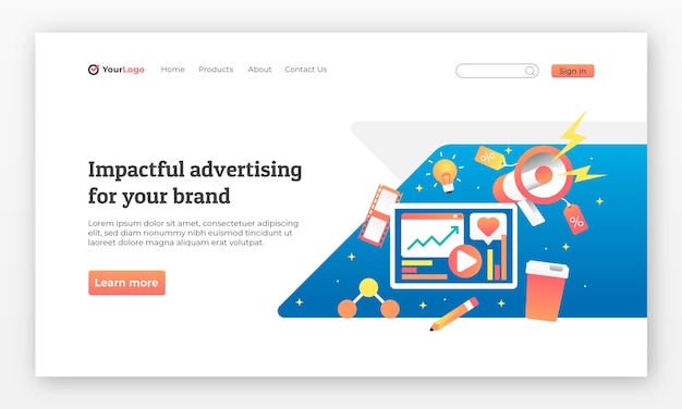 Gradient advertising agency landing page design