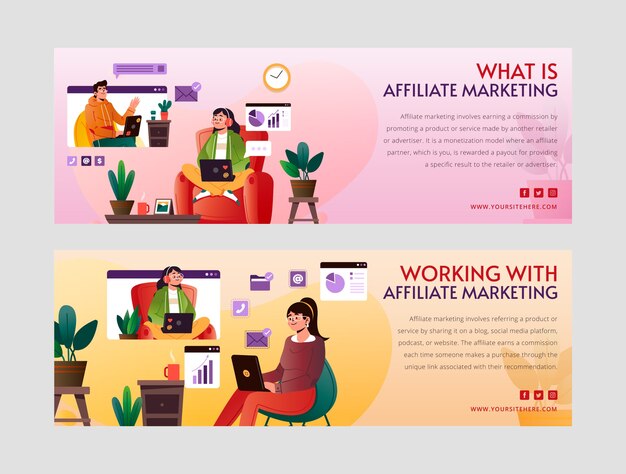 Gradient affiliate marketing horizontal banner