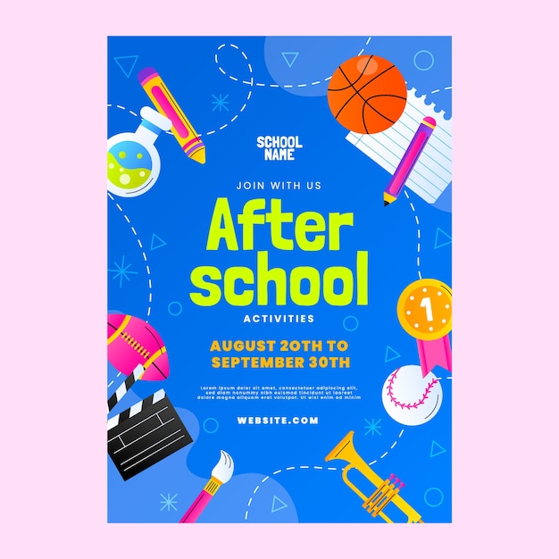 Gradient after-school activities for children poster template