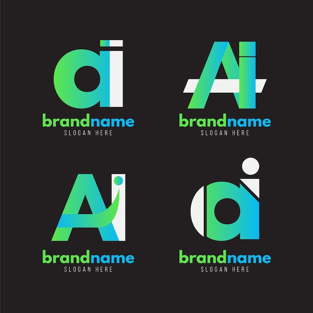 Free Vector gradient ai logo collection