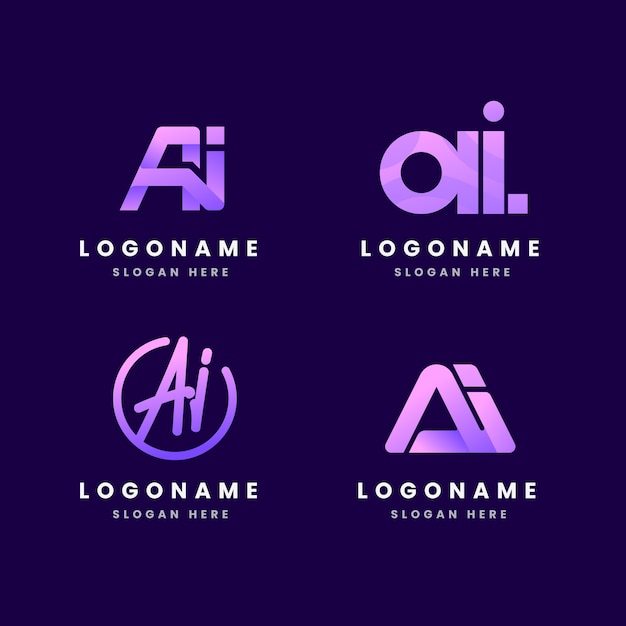 Free Vector gradient ai logo template collection