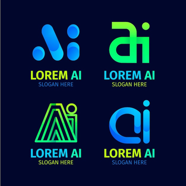 Gradient ai logo template collection