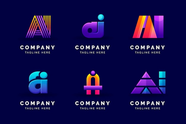 Free Vector gradient ai logo template collection