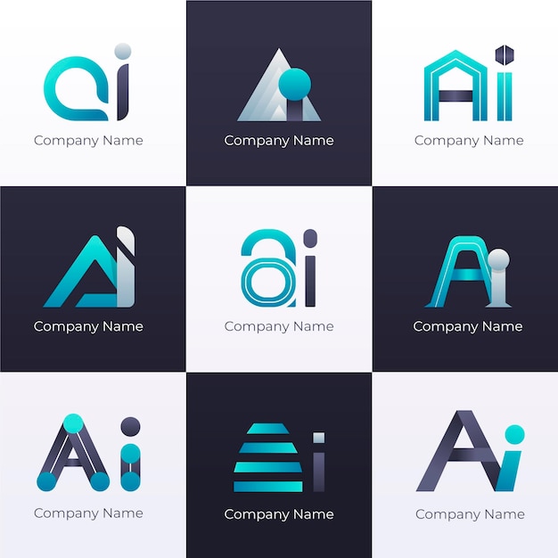 Gradient ai logo template set