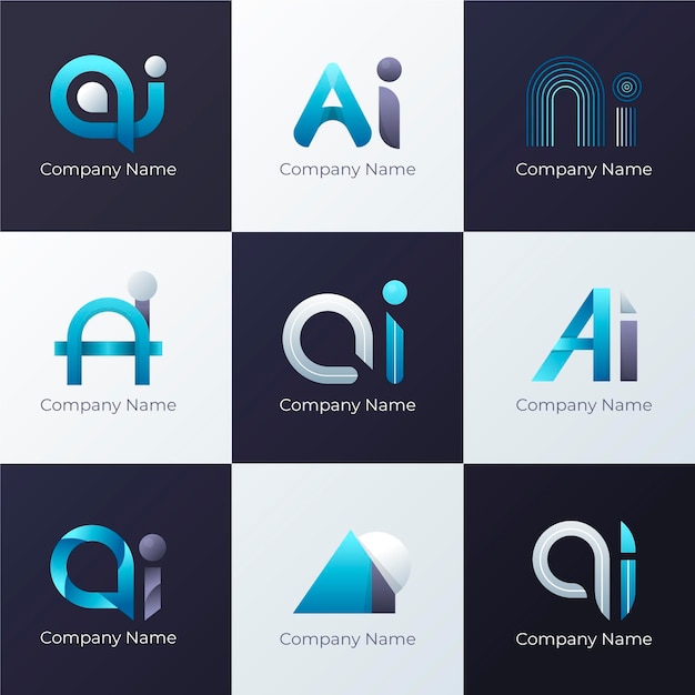 Free Vector gradient ai logo template set