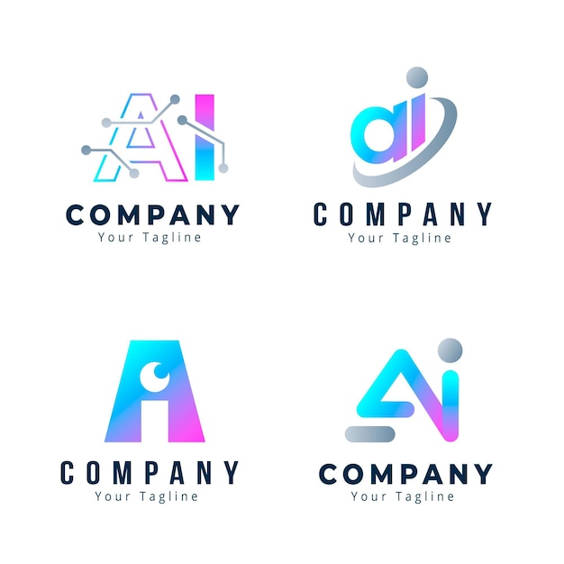 Gradient ai logo template set