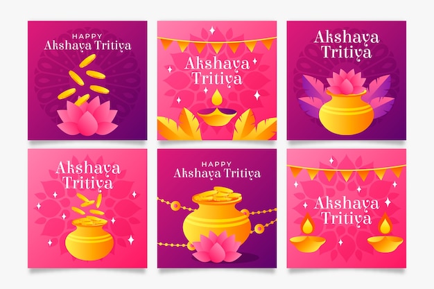 Free Vector gradient akshaya tritiya instagram posts collection