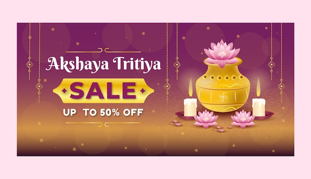 Free Vector gradient akshaya tritiya sale horizontal banner template