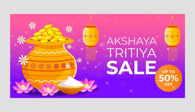 Gradient akshaya tritiya sale horizontal banner template