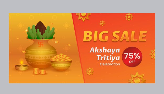 Gradient akshaya tritiya sale horizontal banner template