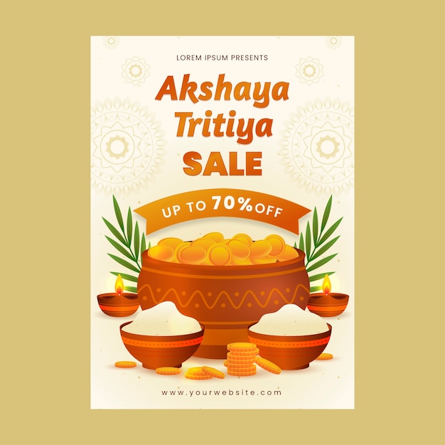 Free vector gradient akshaya tritiya sale vertical poster template