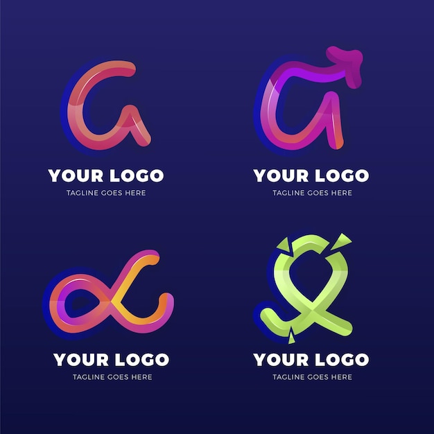 Free Vector gradient alpha logo collection