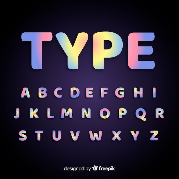 Gradient alphabet template flat design