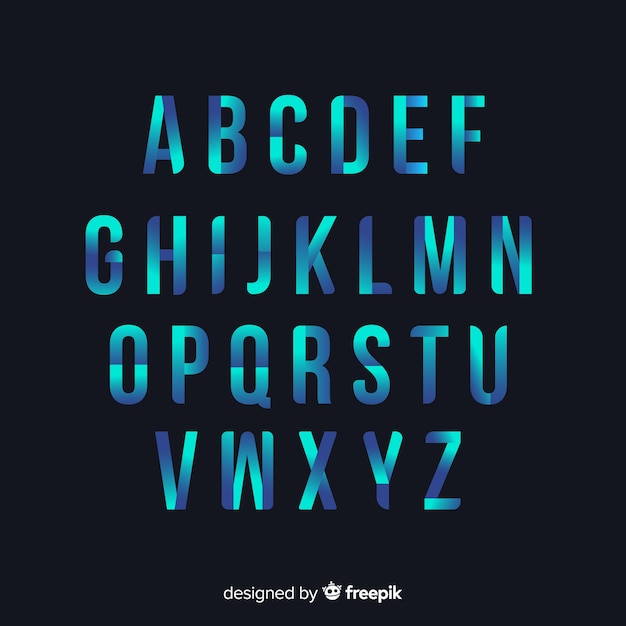 Gradient alphabet template flat design