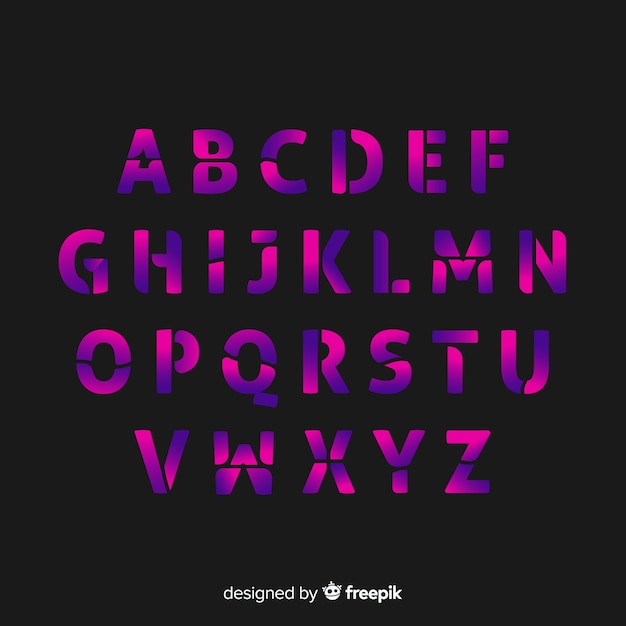 Gradient alphabet template flat design