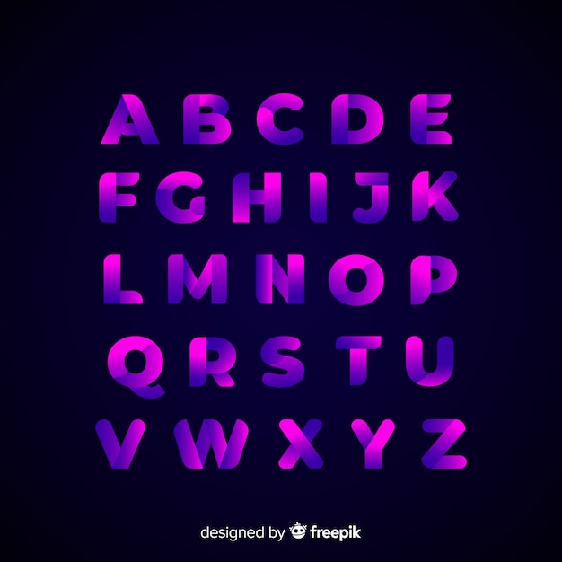 Gradient alphabet template flat design