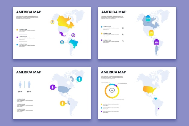 Free Vector gradient america map infographic