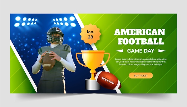 Gradient american football championship horizontal banner template