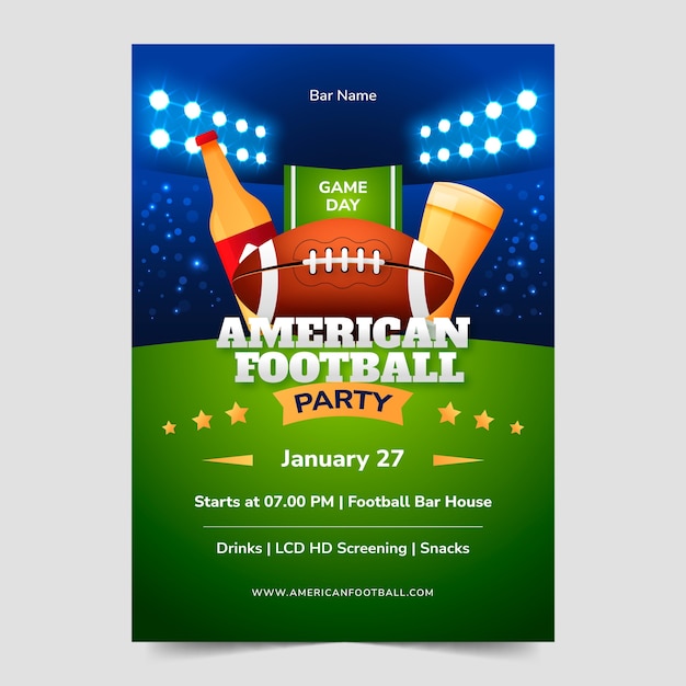 Free vector gradient american football championship vertical poster template