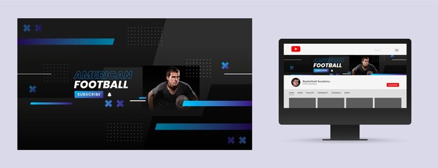 Gradient american football youtube channel art