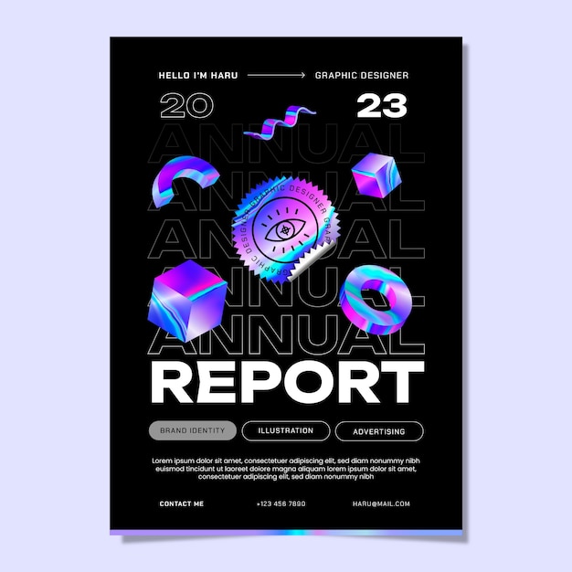 Gradient annual report template for graphic designer