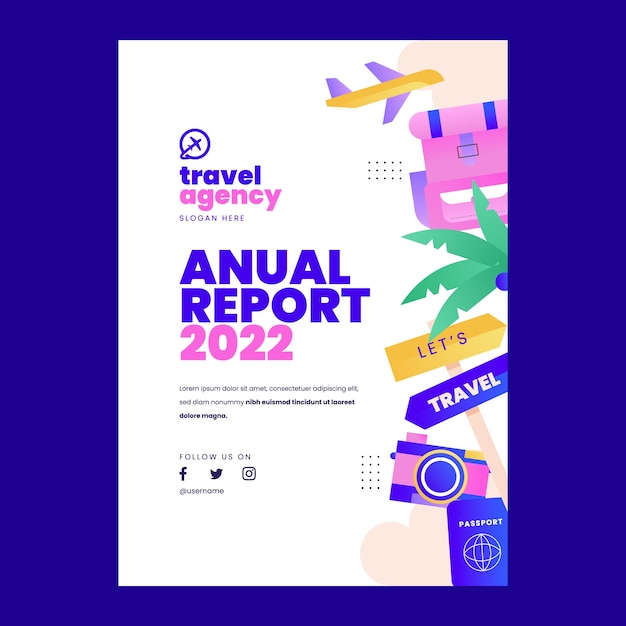 Gradient annual report template for travel agency