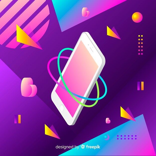 Gradient antigravity mobile phone with elements