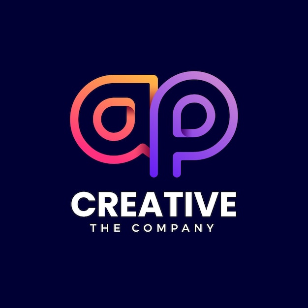 Gradient ap monogram logo design template