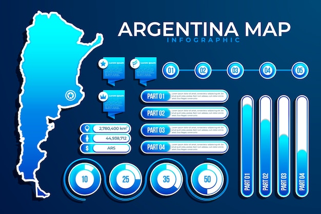 Gradient argentina map infographic