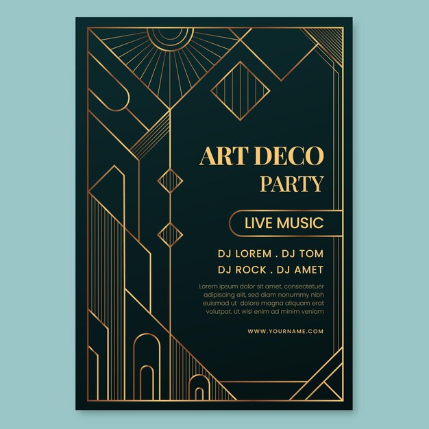 Gradient art deco party poster